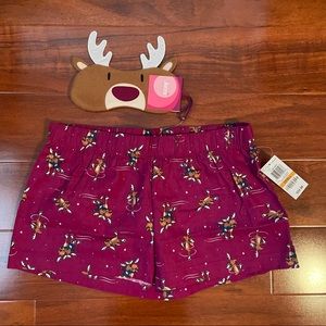 🆕 Jenni Reindeer Pajama Shorts & Matching Mask Set